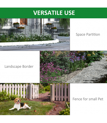 Garden Decorative Fence 4 Panels 44in x 12ft Steel Wire Border Edging Outsunny