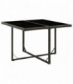 Garden Table Black 109x107x74 cm Poly Rattan and Glass