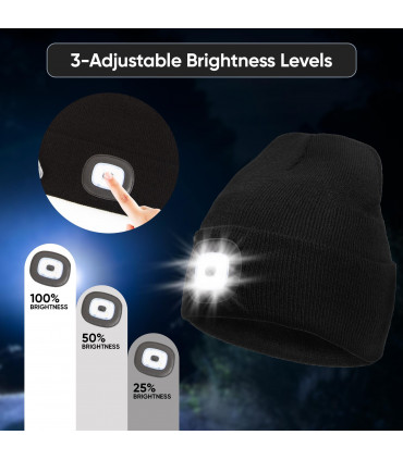 Knit Beanie Hat 4 LED Head Lamp Light Cap Outdoor Hunting Camping Fishing