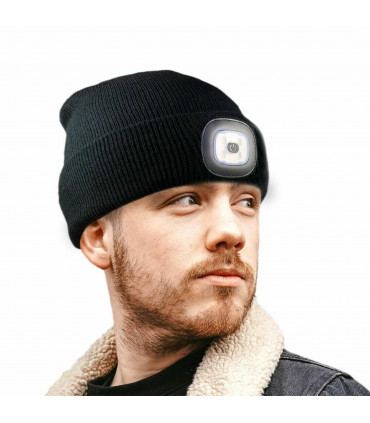 Knit Beanie Hat 4 LED Head Lamp Light Cap Outdoor Hunting Camping Fishing