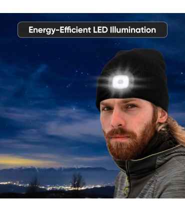 Knit Beanie Hat 4 LED Head Lamp Light Cap Outdoor Hunting Camping Fishing