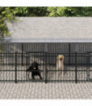 Outdoor Dog Kennel with Roof Steel 15.02 m²