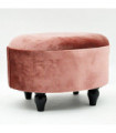 PINK VELVET OVAL FOOTSTOOL