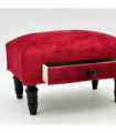 RED VELVET FOOTSTOOL WITH DRAWER