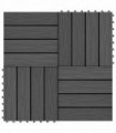 11 pcs Decking Tiles Deep Embossed WPC 30x30 cm 1 sqm Black