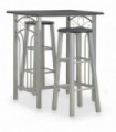 3 Piece Bar Set Wood and Steel Black