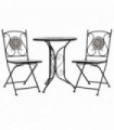 3 Piece Mosaic Bistro Set Ceramic Tile Grey