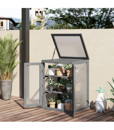 3-tier Wood Greenhouse Plant Storage Shelf Garden Cold Frame Grow House