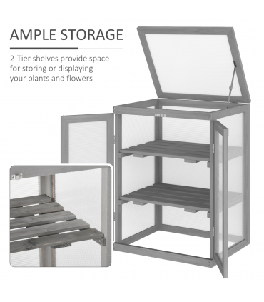3-tier Wood Greenhouse Plant Storage Shelf Garden Cold Frame Grow House