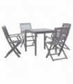 5 Piece Garden Dining Set Solid Acacia Wood Grey