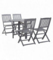 5 Piece Garden Dining Set Solid Acacia Wood Grey