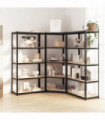 5-Layer Heavy-duty Shelves 3 pcs Grey Steel&Engineered Wood