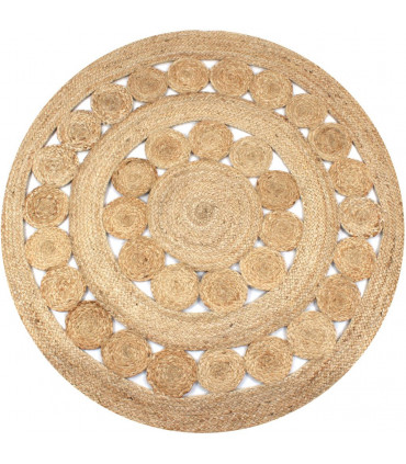 Area Rug Braided Design Jute 120 cm Round