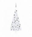 Artificial Half Christmas Tree with LEDs&Ball Set White 240 cm