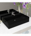 Basin with Faucet Hole Ceramic Black 60.5x42.5x14.5 cm