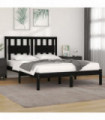 Bed Frame Black Solid Wood Pine 140x190 cm