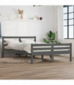 Bed Frame Grey Solid Wood 140x190 cm