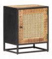 Bedside Cabinet 40x30x50 cm Rough Mango Wood and Natural Cane