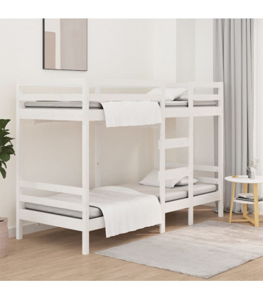 Bunk Bed White 75x190 cm 2FT6 Small Single Solid Wood Pine