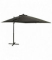 Cantilever Umbrella with Pole and LED Lights Anthracite 250 cm