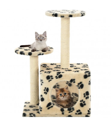 Cat Tree with Sisal Scratching Posts 60 cm Beige Paw Prints