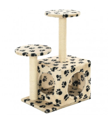 Cat Tree with Sisal Scratching Posts 60 cm Beige Paw Prints