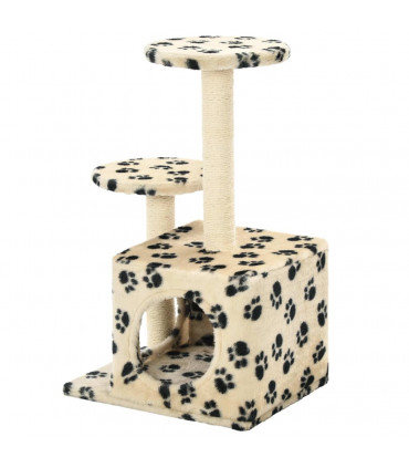 Cat Tree with Sisal Scratching Posts 60 cm Beige Paw Prints