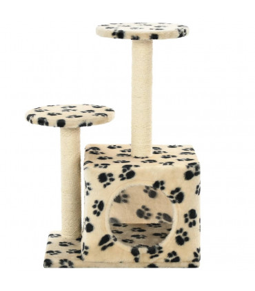 Cat Tree with Sisal Scratching Posts 60 cm Beige Paw Prints