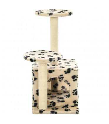 Cat Tree with Sisal Scratching Posts 60 cm Beige Paw Prints