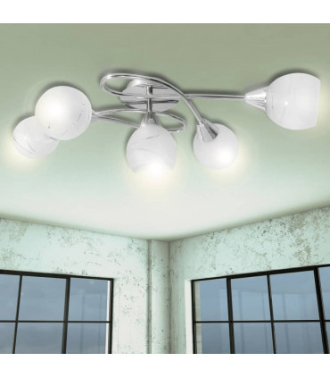 Ceiling Lamp with Glass Shades for 5 E14 Bulbs