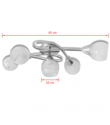Ceiling Lamp with Glass Shades for 5 E14 Bulbs