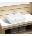 Ceramic Bathroom Sink Basin with Faucet Hole White Square