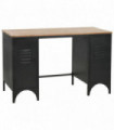 Double Pedestal Desk Solid Firwood and Steel 120x50x76 cm