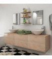 Eight Piece Bathroom Furniture and Basin Set Beige