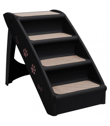 Folding Dog Stairs Black 62x40x49.5 cm