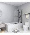 Folding Shower Enclosure 2 Panels ESG 95x140 cm Black