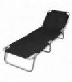Folding Sun Lounger Powder-coated Steel Black