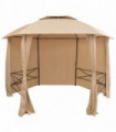 vidaXL Garden Marquee Pavilion Tent with Curtains Hexagonal 360x265 cm