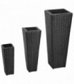 Garden Raised Beds 3 pcs Poly Rattan Black