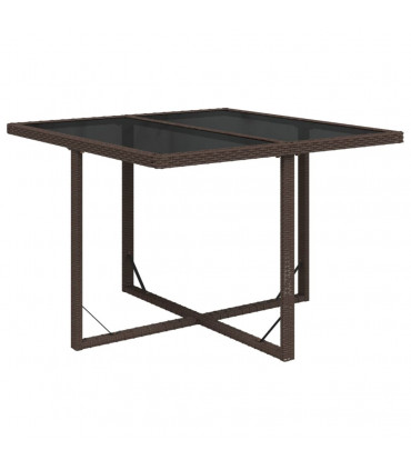 Garden Table Brown 109x107x74 cm Poly Rattan and Glass