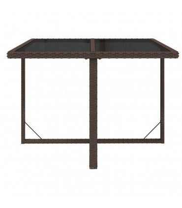 Garden Table Brown 109x107x74 cm Poly Rattan and Glass