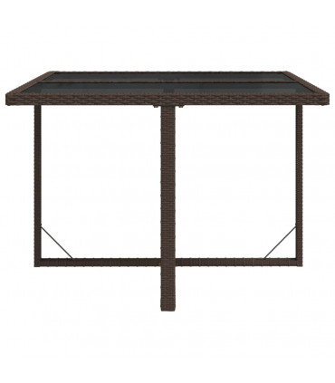Garden Table Brown 109x107x74 cm Poly Rattan and Glass