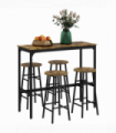 HOMCOM 5 Piece Bar Set, Industrial Kitchen and Chair Set Rustic Brown