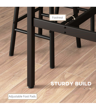 HOMCOM 5 Piece Bar Set, Industrial Kitchen and Chair Set Rustic Brown