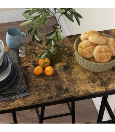 HOMCOM 5 Piece Bar Set, Industrial Kitchen and Chair Set Rustic Brown