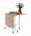 HOMCOM Drop Leaf Table with Wheels Folding Dining Table for Small Spaces, Nature