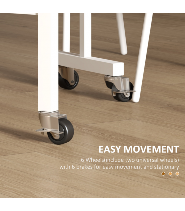 HOMCOM Drop Leaf Table with Wheels Folding Dining Table for Small Spaces, Nature