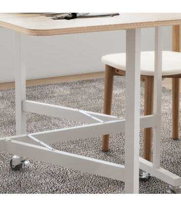 HOMCOM Drop Leaf Table with Wheels Folding Dining Table for Small Spaces, Nature