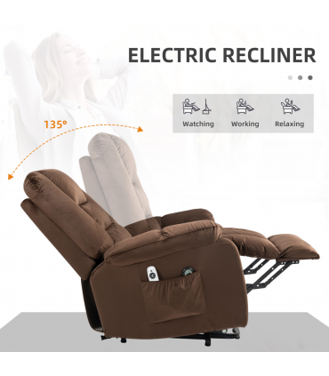 HOMCOM Lift Chair with Vibration Massage, Heat, Quick Assembly, Brown