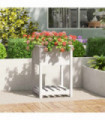 Planter with Shelf White 54x54x81 cm Solid Wood Pine